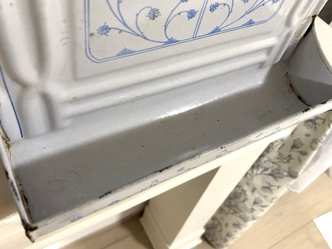 フランスアンティーク＊サキソニー柄ホーローレードルラック