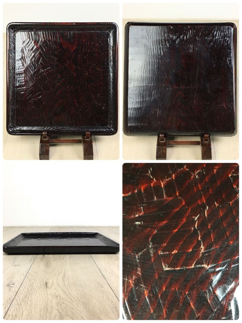 S369讃岐彫 四方盆 くり抜き盆 5客揃 懐石膳 茶懐石