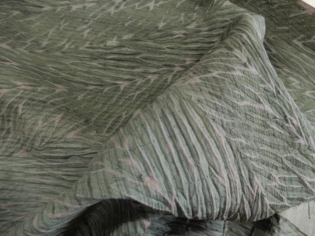 正絹・紬地本絞り染着尺反物・越後高橋義明作・夢幻纐纈・悉皆屋地入済