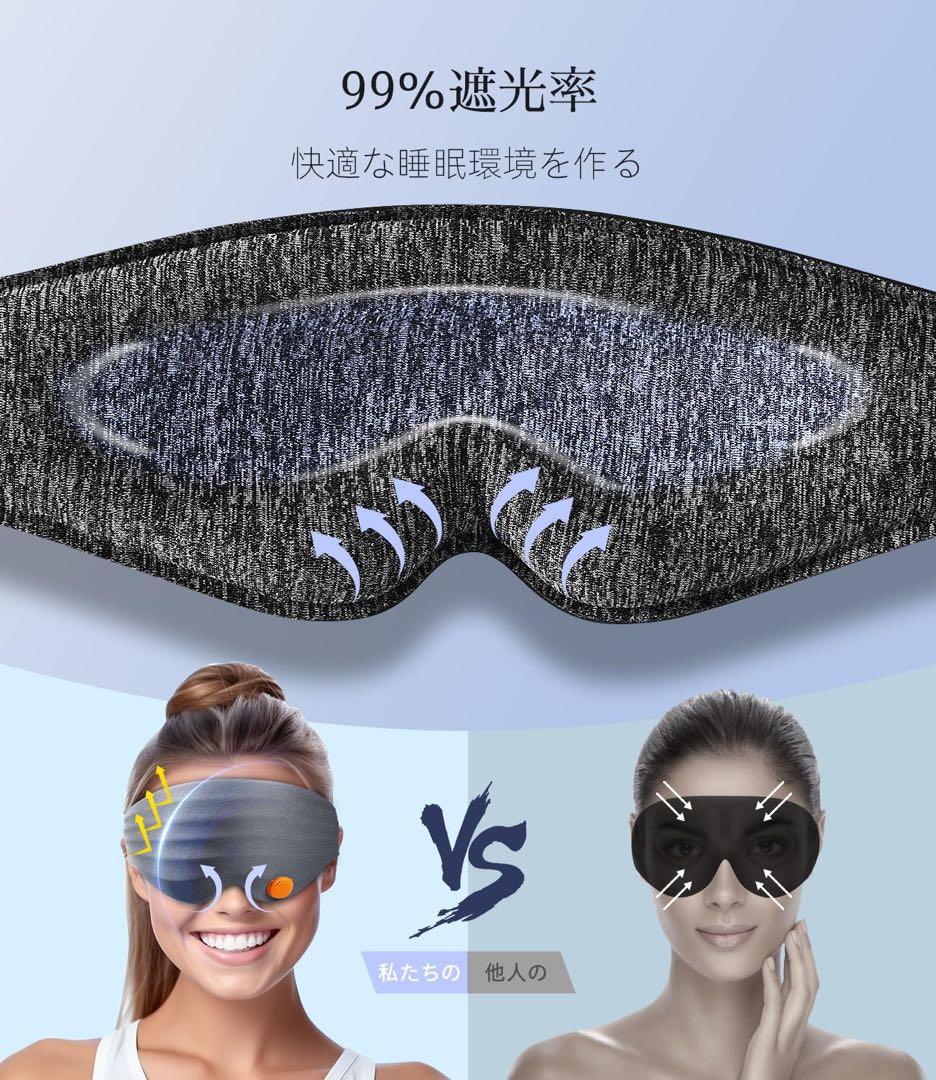 アイマスク ブラック 立体 安眠 快眠グッズ 自宅 旅行 プレゼント 自分用