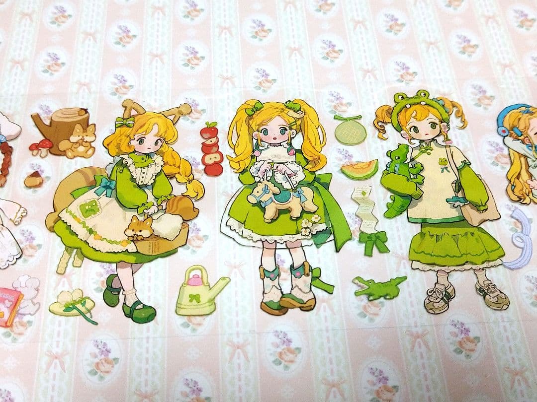 のこり２✩再販✩J472＃彩色衣橱(PET)普通小狗切り売り海外人物マステ女の子