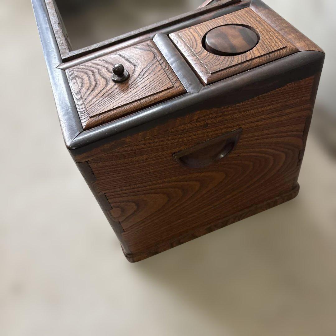 コンパクトな長火鉢　上品　煎茶用　ミニ　灰付き　素敵な木の雰囲気茶道具　状態良い