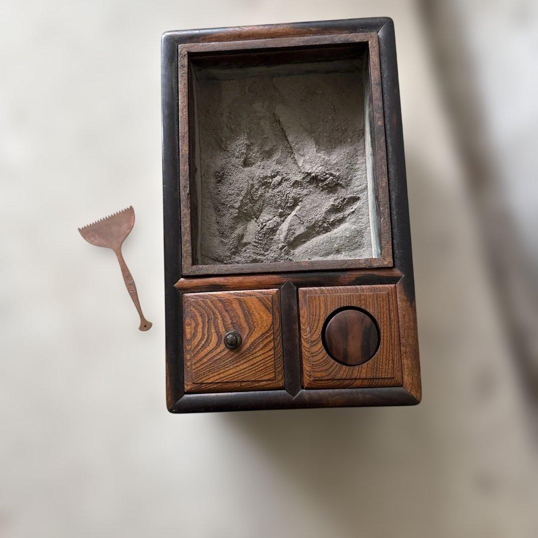 コンパクトな長火鉢　上品　煎茶用　ミニ　灰付き　素敵な木の雰囲気茶道具　状態良い