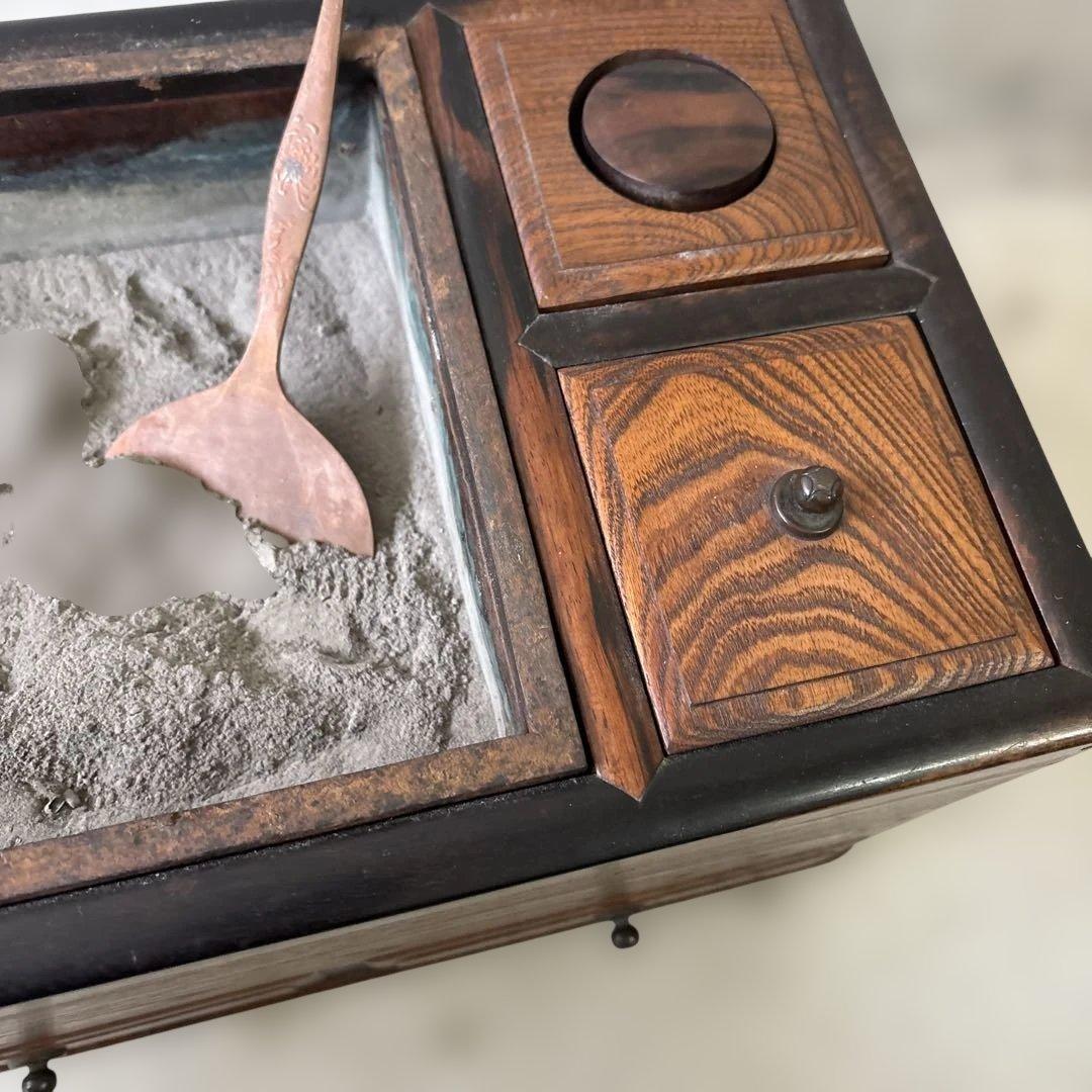 コンパクトな長火鉢　上品　煎茶用　ミニ　灰付き　素敵な木の雰囲気茶道具　状態良い