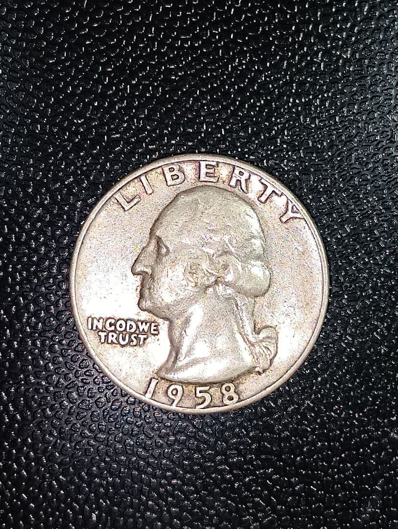 1958年、1964年 アメリカ合衆国25セント銀貨４枚