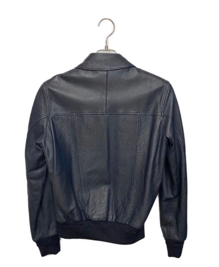 Saint Laurent ネイビー レザー ライダース　ジャケット44