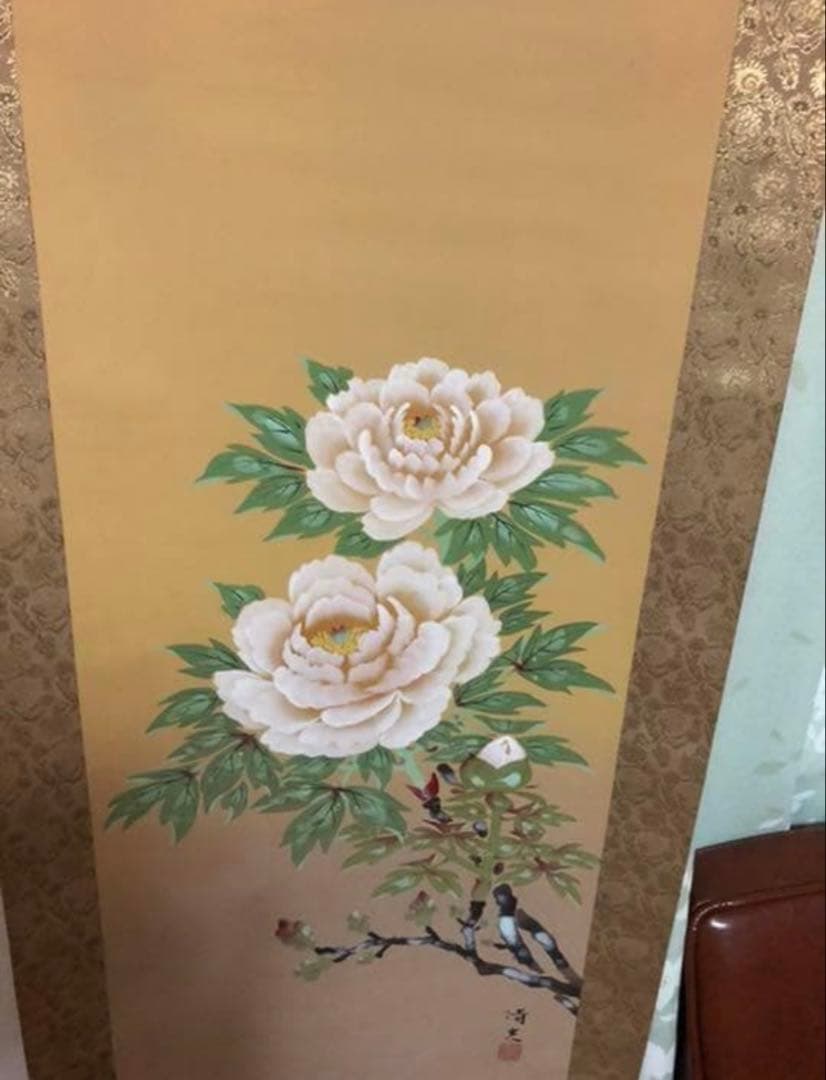 ⑩ぼたん　掛軸 軸丈 縦 184㎝×幅 54㎝