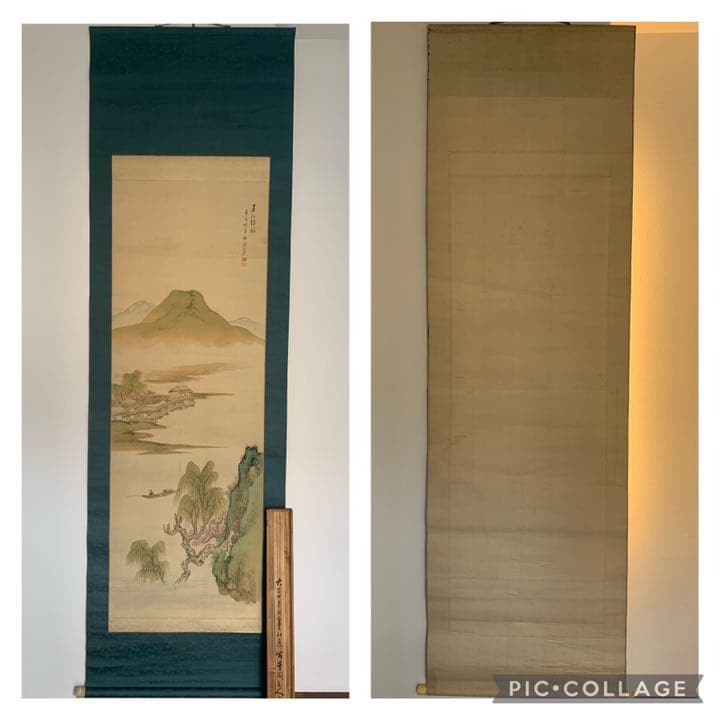 南宋画　岸浪柳渓　春江獨釣　絹本　肉筆　掛軸