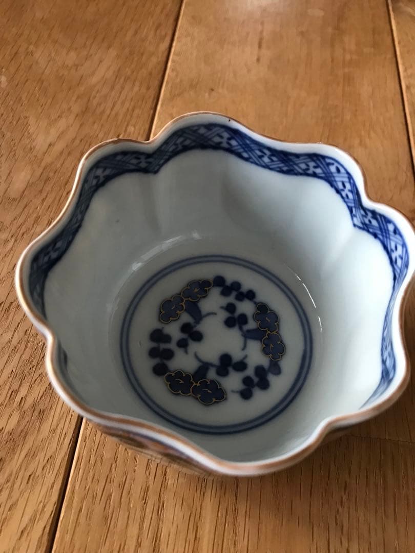 大皿　2枚　骨董品　大聖寺伊万里　古伊万里　伊万里　色絵　金彩　向付　5客