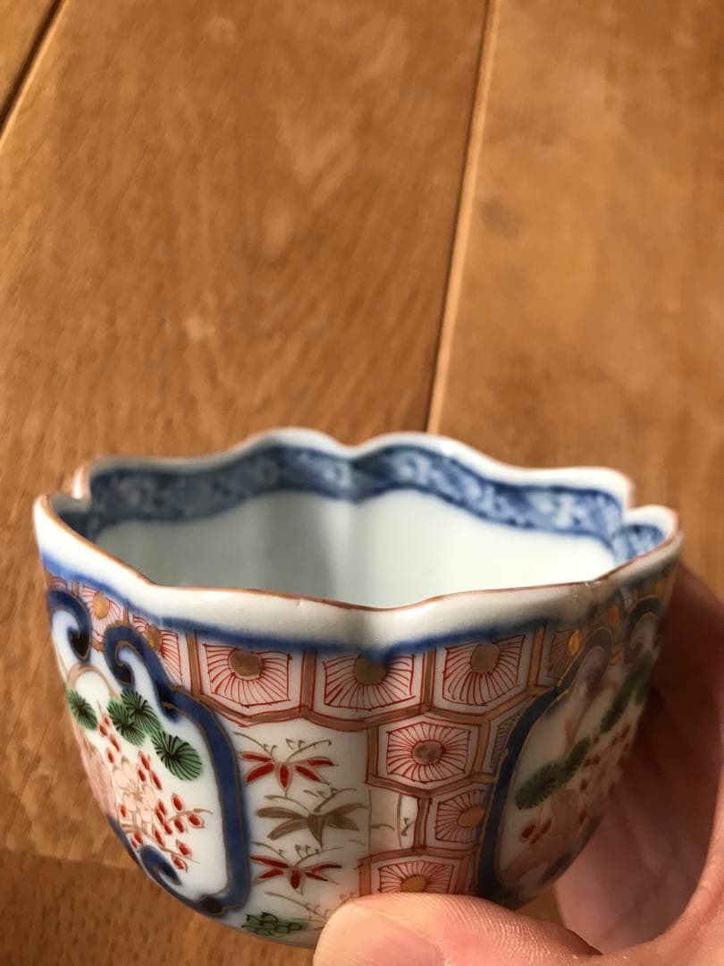 大皿　2枚　骨董品　大聖寺伊万里　古伊万里　伊万里　色絵　金彩　向付　5客