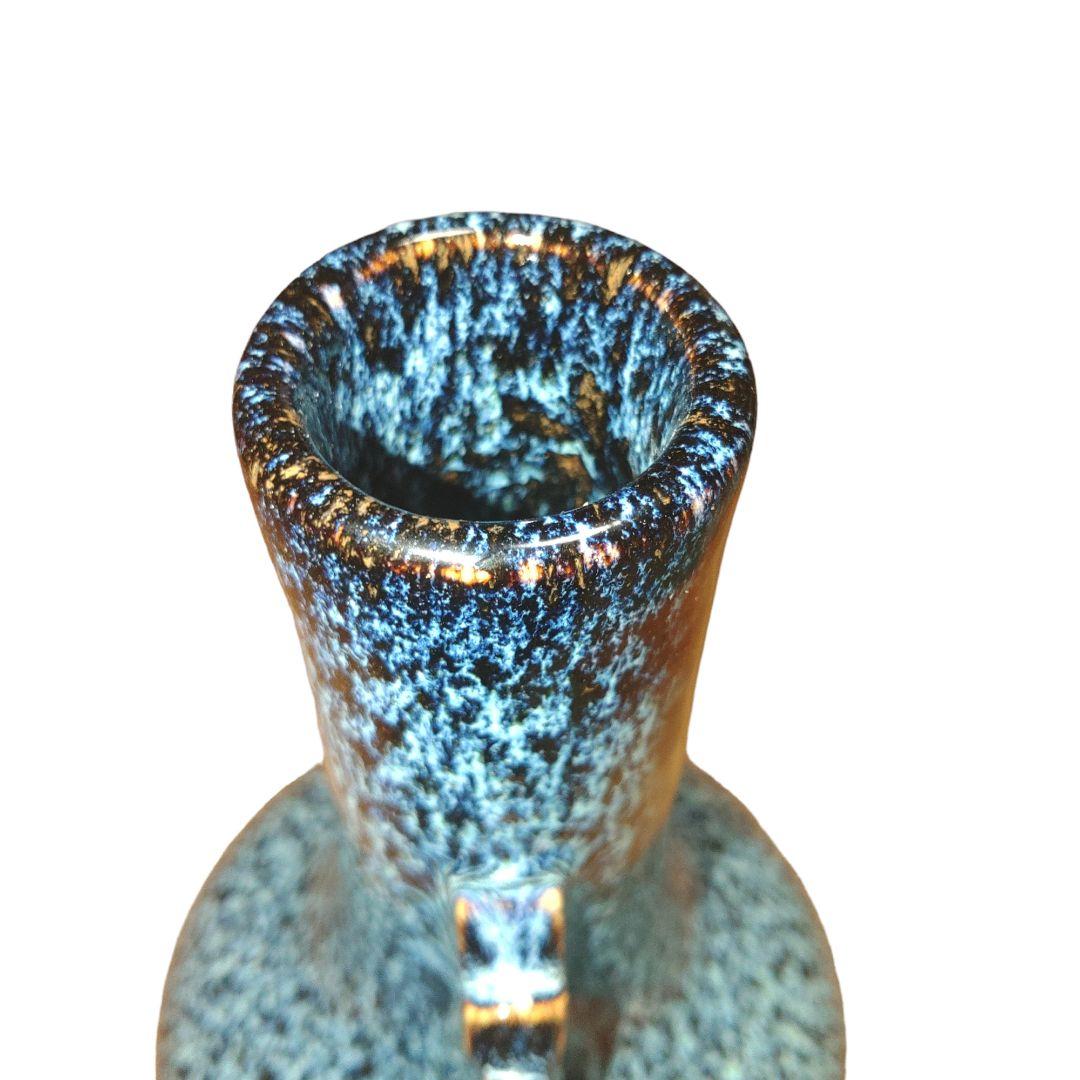 中国古玩　海鼠釉双耳長頚瓶　高さ25cm