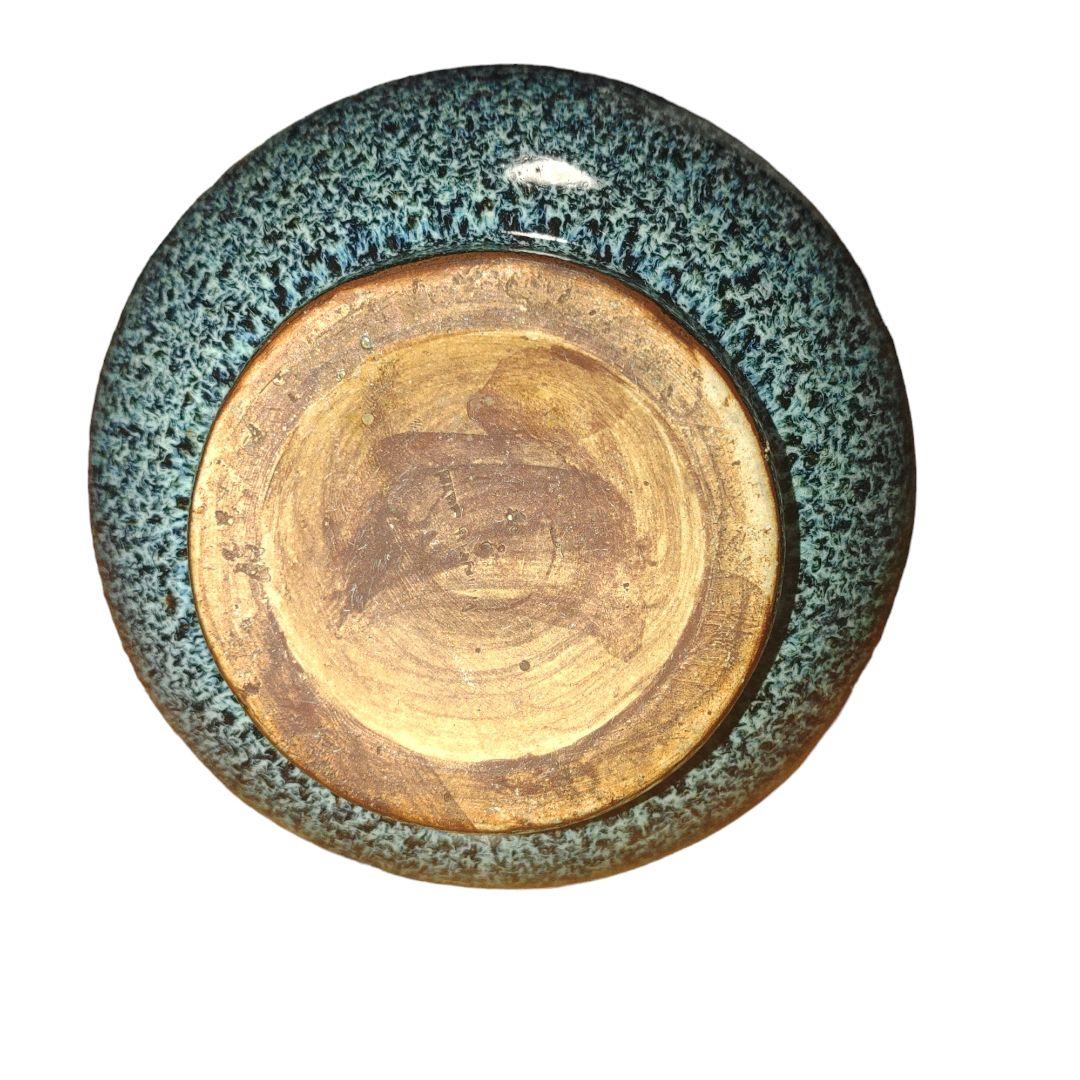 中国古玩　海鼠釉双耳長頚瓶　高さ25cm