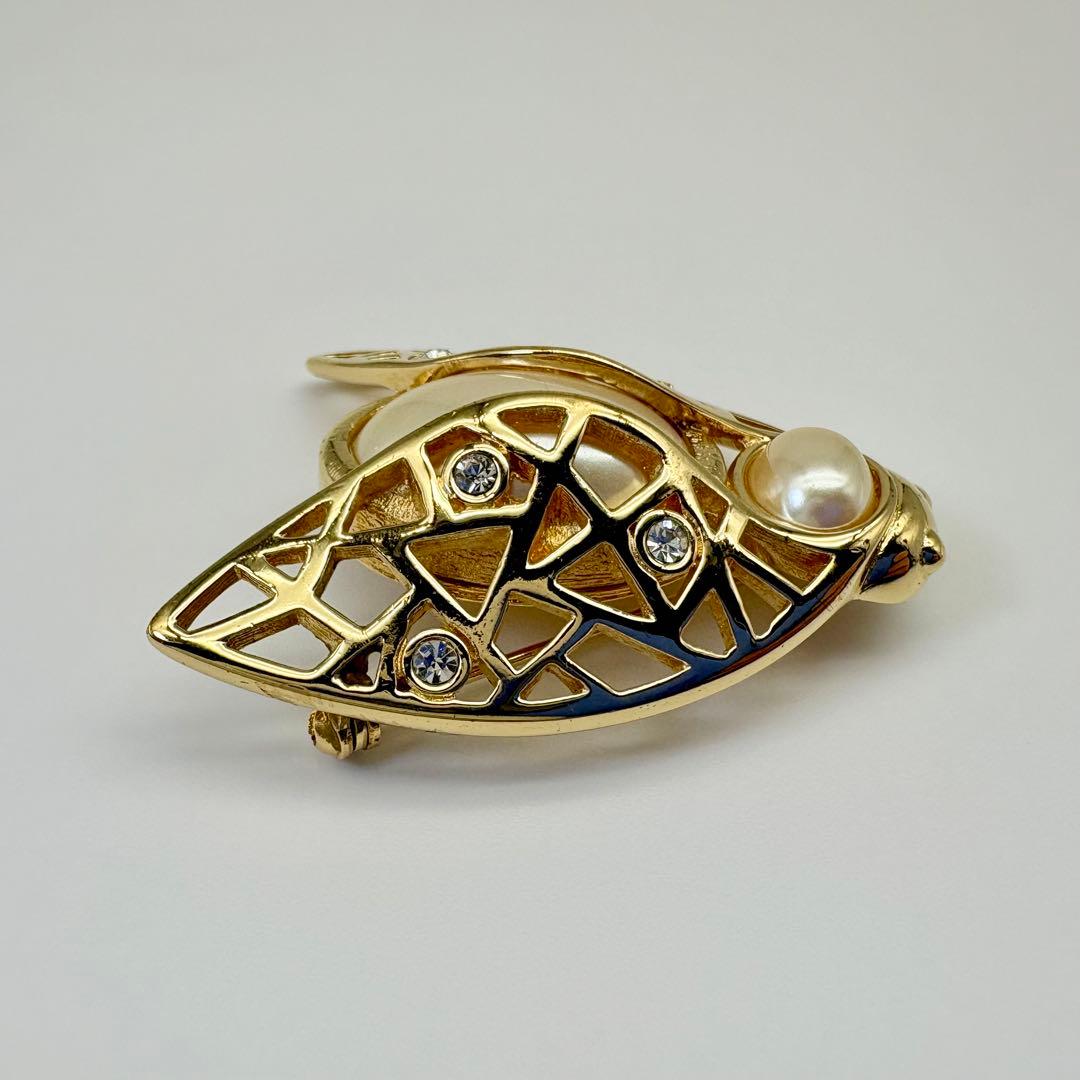 Dior ディオール ブローチ 蜂 パール ラインストーン ゴールド