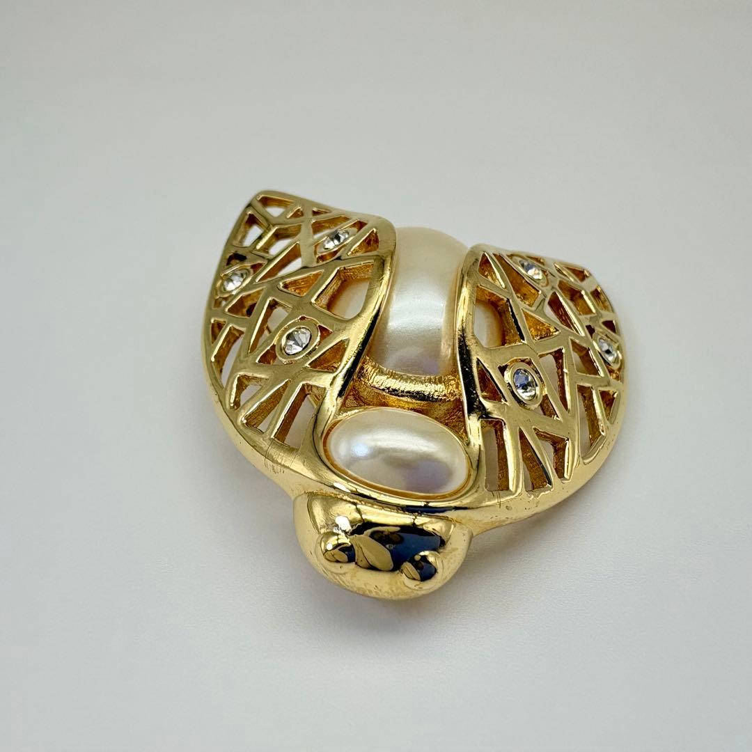 Dior ディオール ブローチ 蜂 パール ラインストーン ゴールド