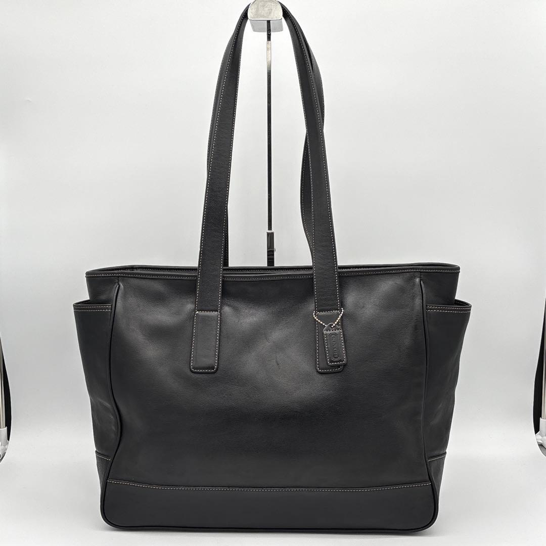 COACH レザー A4収納可能 肩掛け ビジネスバッグ トートバック ブラック