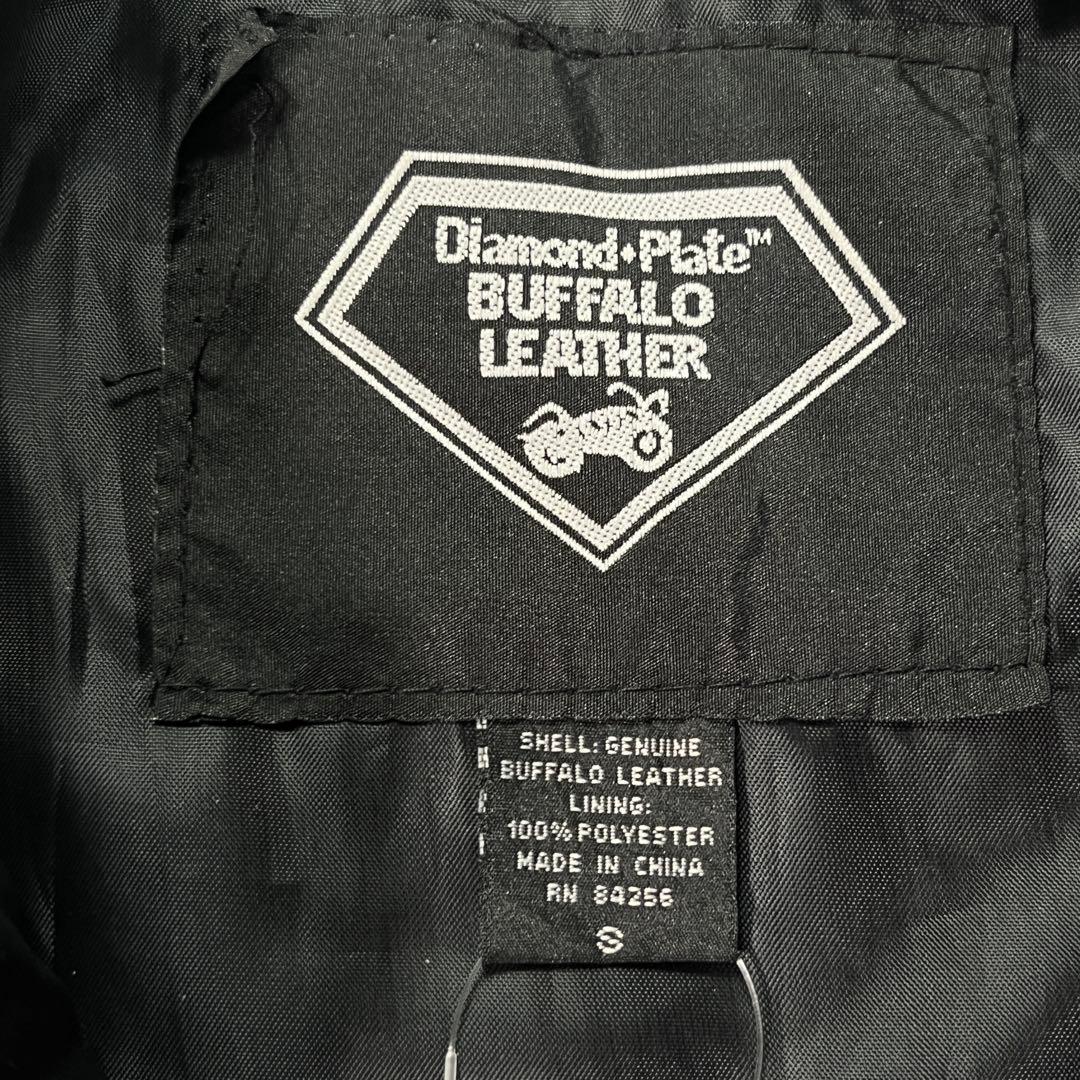 バッファロー レザー ライダースジャケット つぎはぎ 黒 ワッペン　イーグル