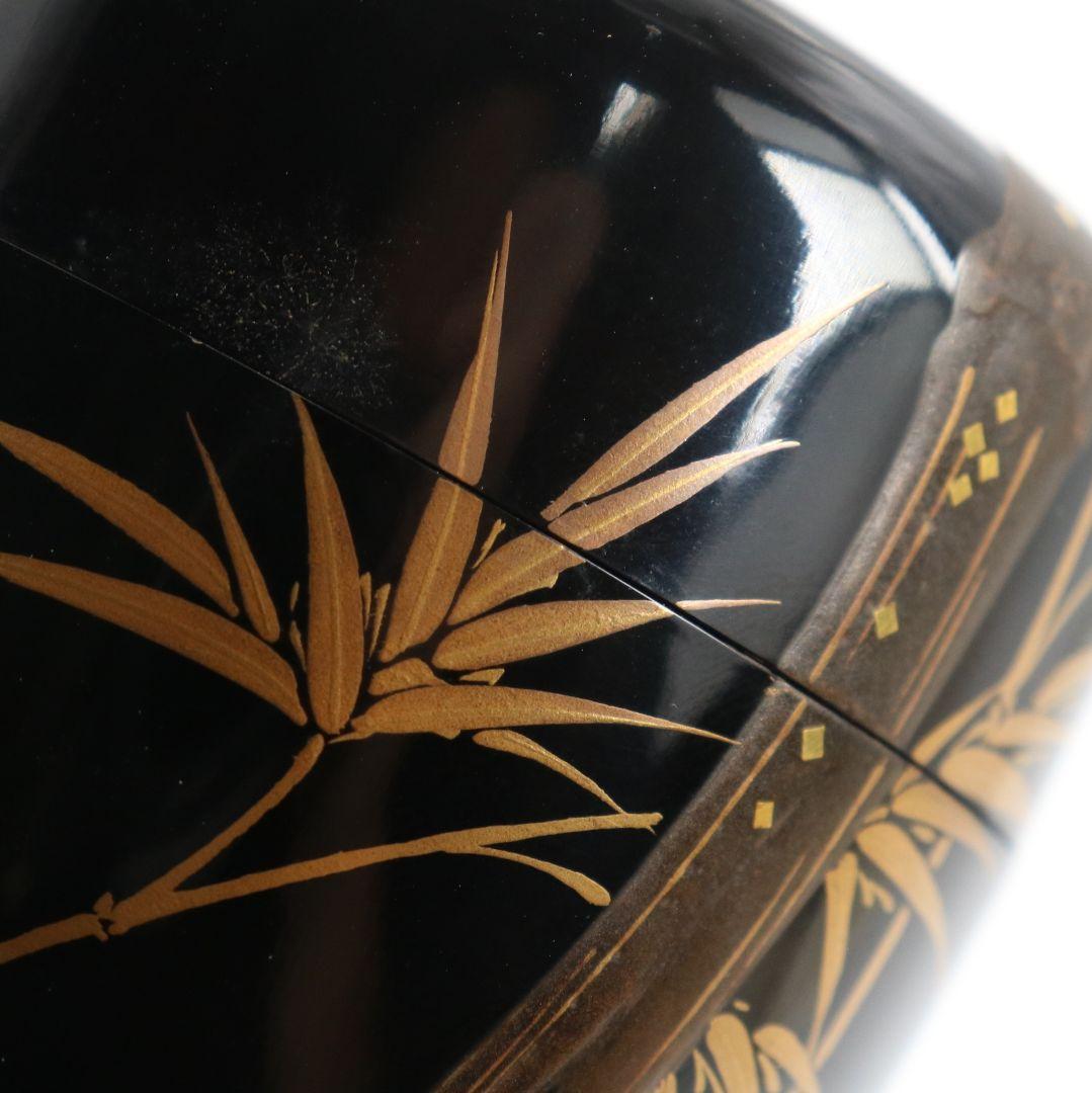 無銘 竹蒔絵 中棗 茶道具　AB814　N1