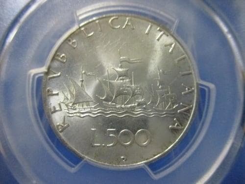 イタリア 500リラ銀貨☆1966年／未使用／PCGS MS65／アンティーク