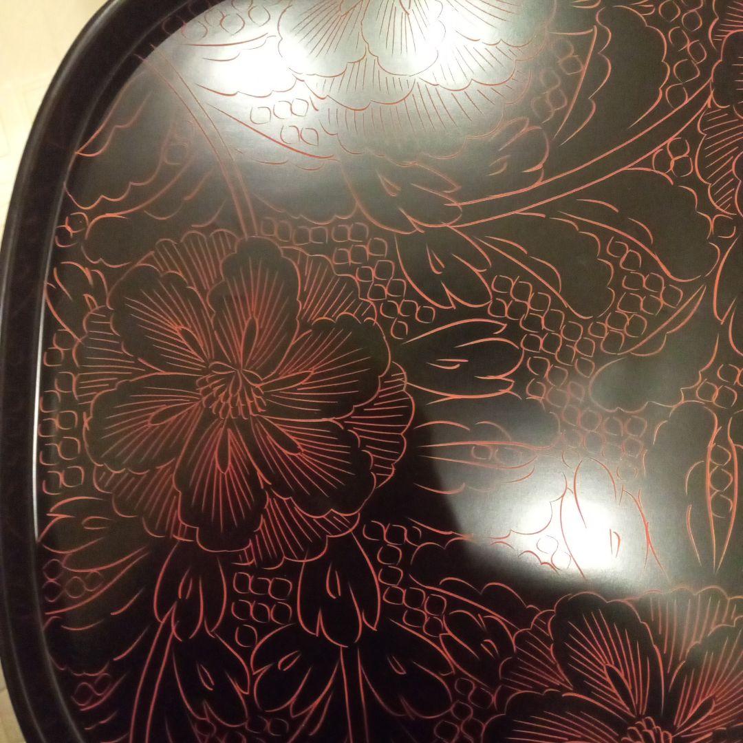 あいづぬり 漆器の長方形盆　茶托5枚セット