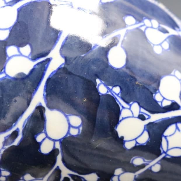 明青藍地氷梅紋将軍壺 景徳鎮 陶磁器 装飾品 現代工芸品 美術品 置物