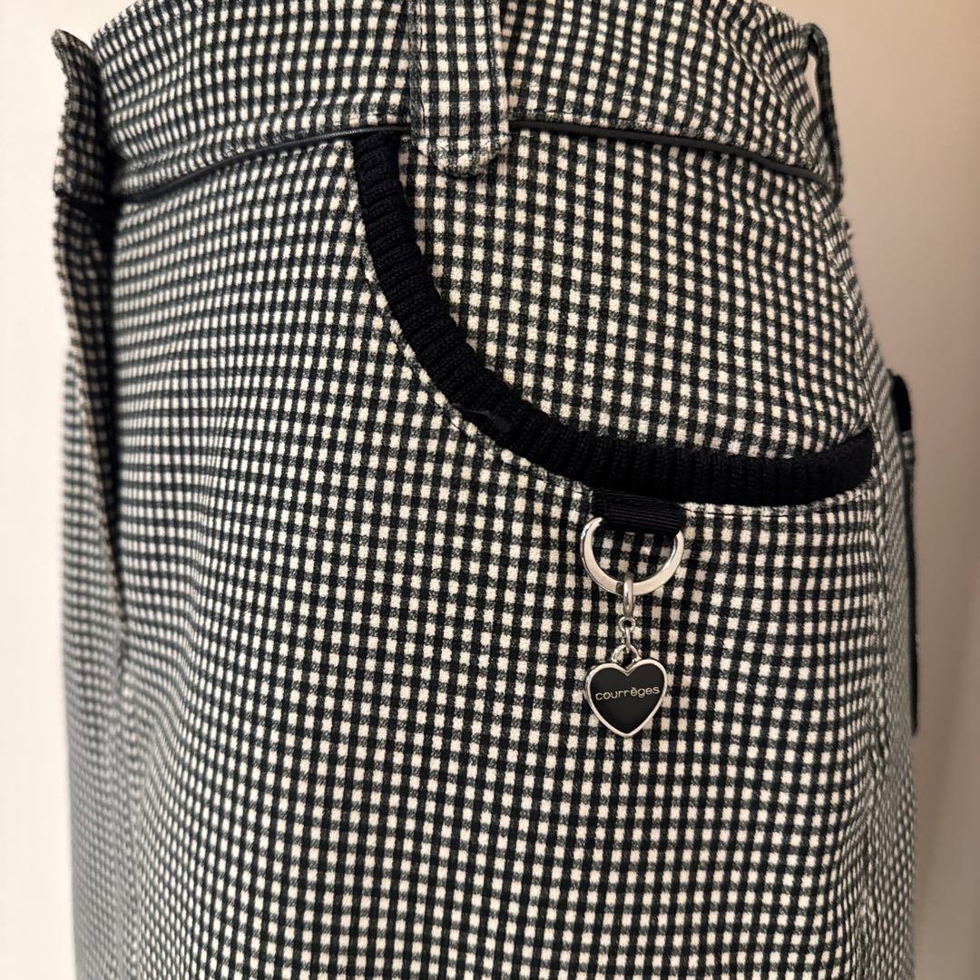 美品courreges クレージュ40 白黒チェック タイトスカート 膝丈y2k
