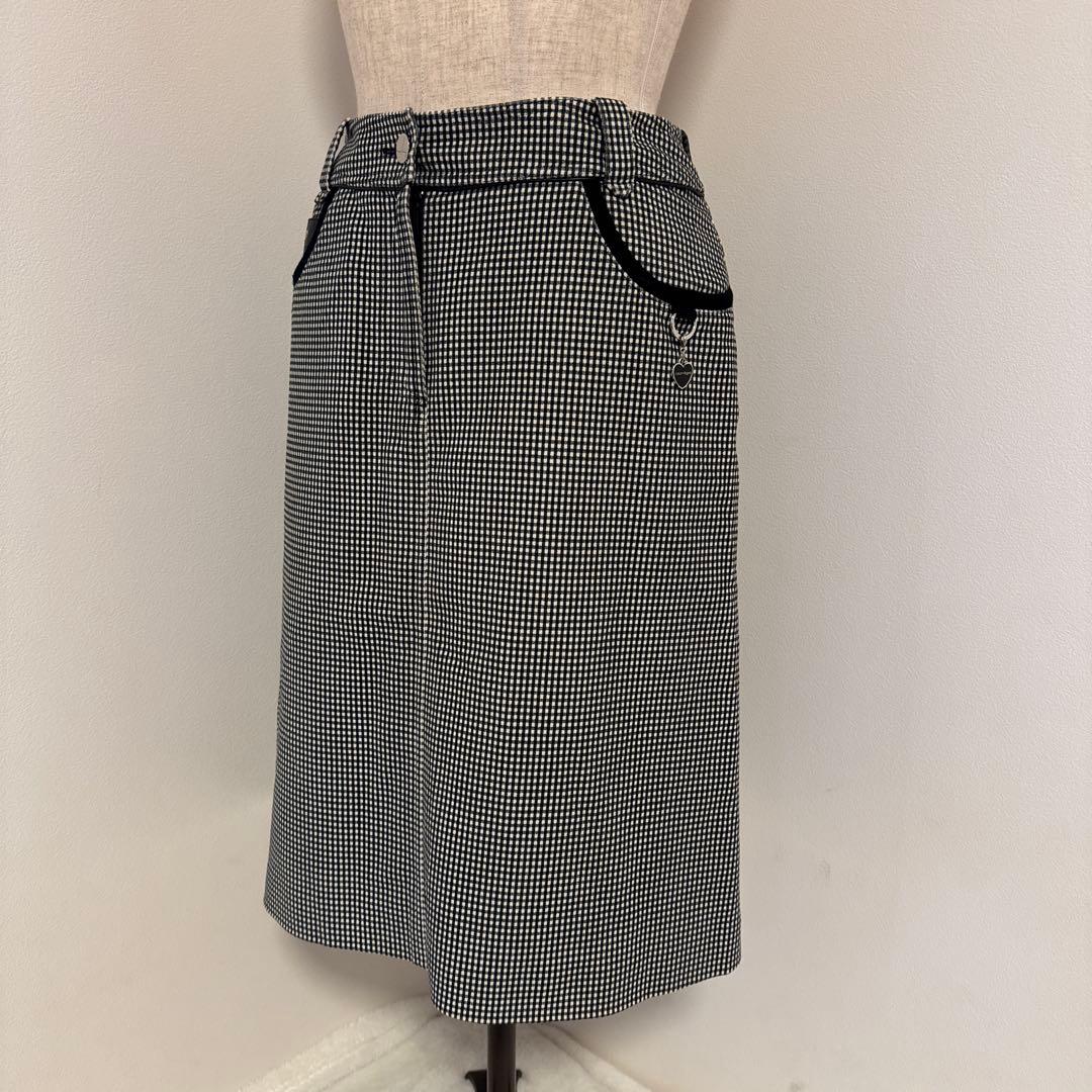 美品courreges クレージュ40 白黒チェック タイトスカート 膝丈y2k