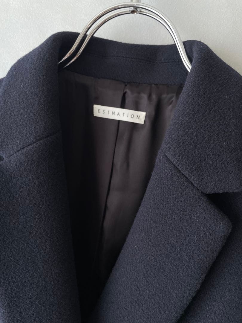美品✨エストネーション　22AW ウール　ミドル丈　チェスターコート　36 紺