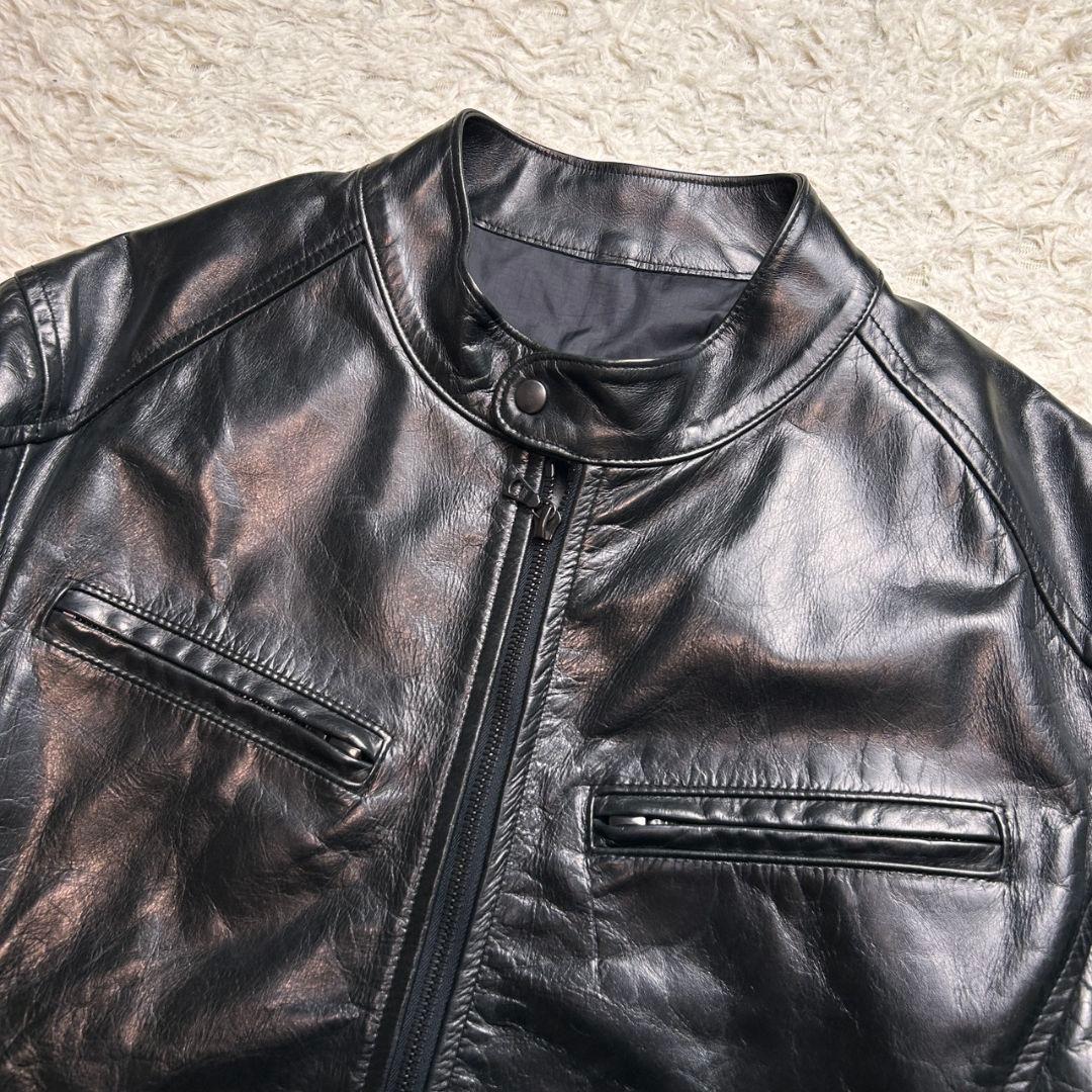 極希少★m0851 牛革 レザー シングルライダース レザージャケット ブラック