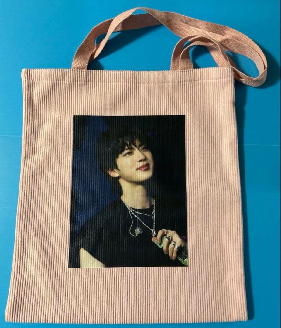 BTS JIN コーデュロイトートバッグ（ピンク）❷