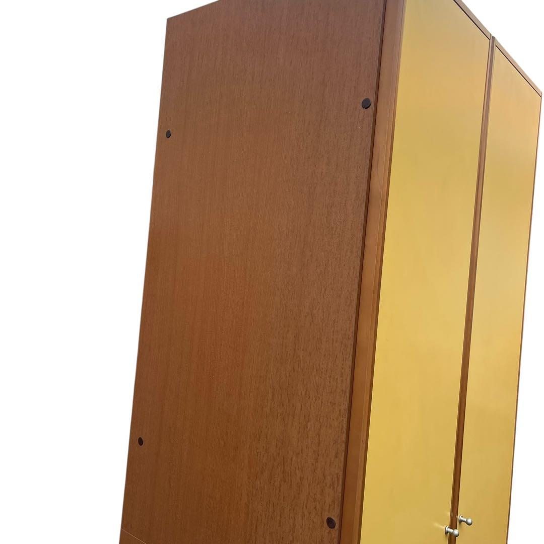 引き取り限定✨大型ワードローブ 鏡付き 6段チェスト ナチュラル木目 洋服タンス