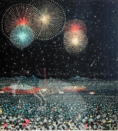 ¥110000⇒¥88000　山下清 長岡の花火 リトグラフ 限定300部6号大