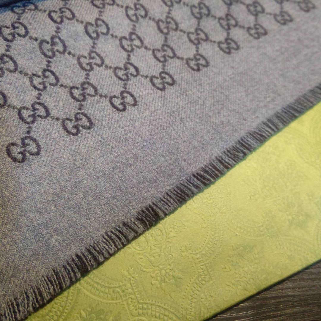 ❤新品箱袋付❤GUCCI マフラー ストール ショール スカーフ❤黒&グレー❤