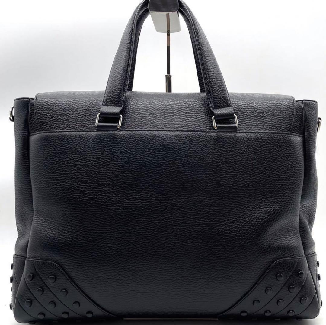 【美品】TOD'S トッズ ビジネス バッグ レザー 黒 ブラック