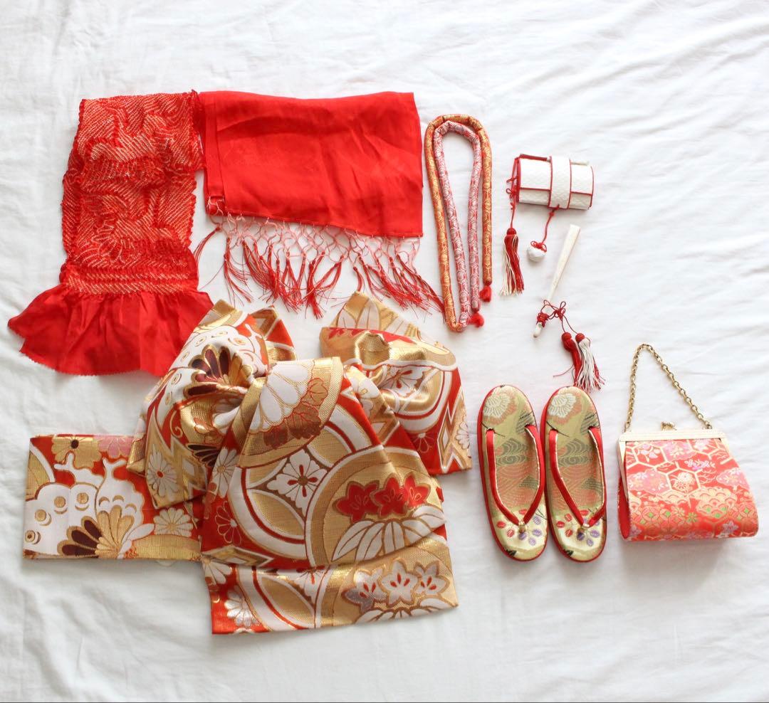 【専用】七五三 7歳 女の子 子供 正絹 着物 つくり帯 セット