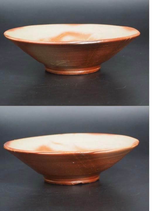 送料無料　備前焼 人間国宝 藤原 雄作　平茶碗　共箱・共布　真作保証