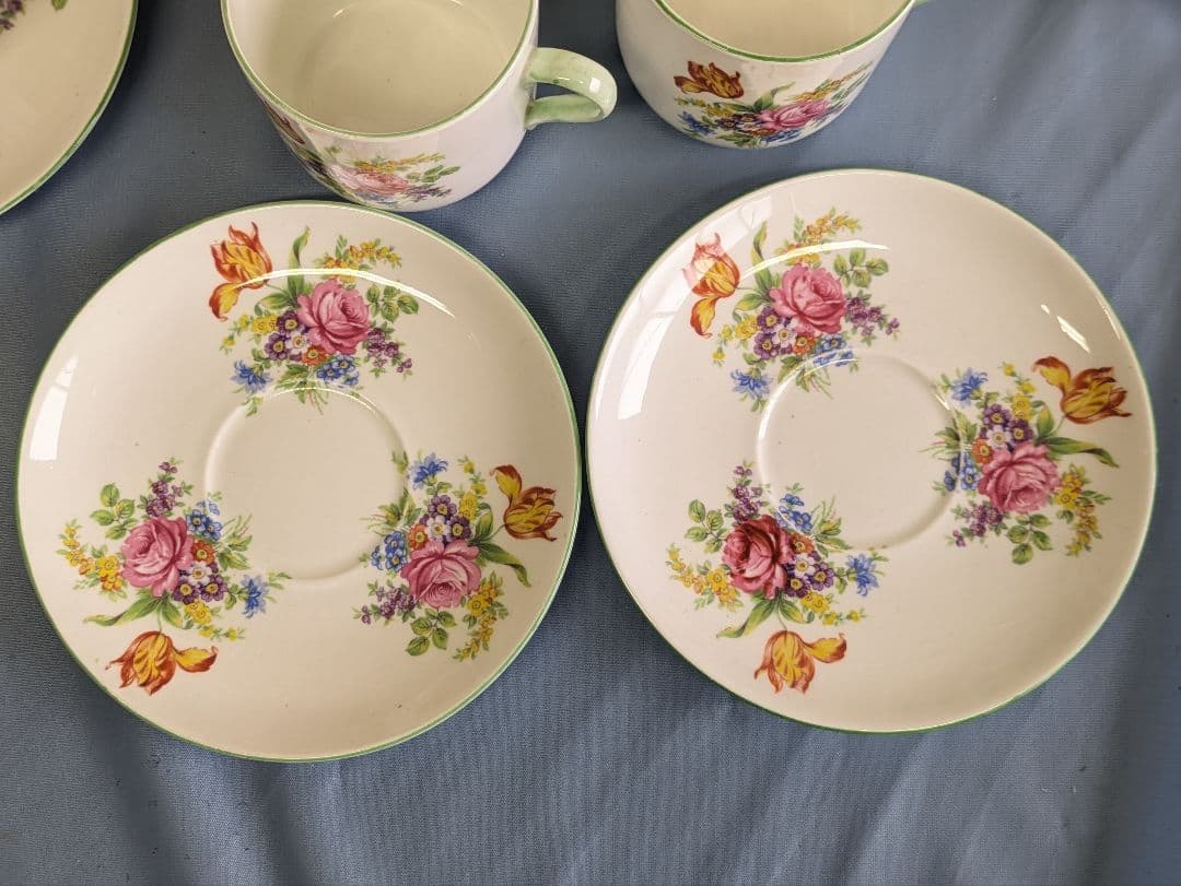 シェリー窯 shelley ティーカップ＆ソーサー ５客 美品 英アンティーク