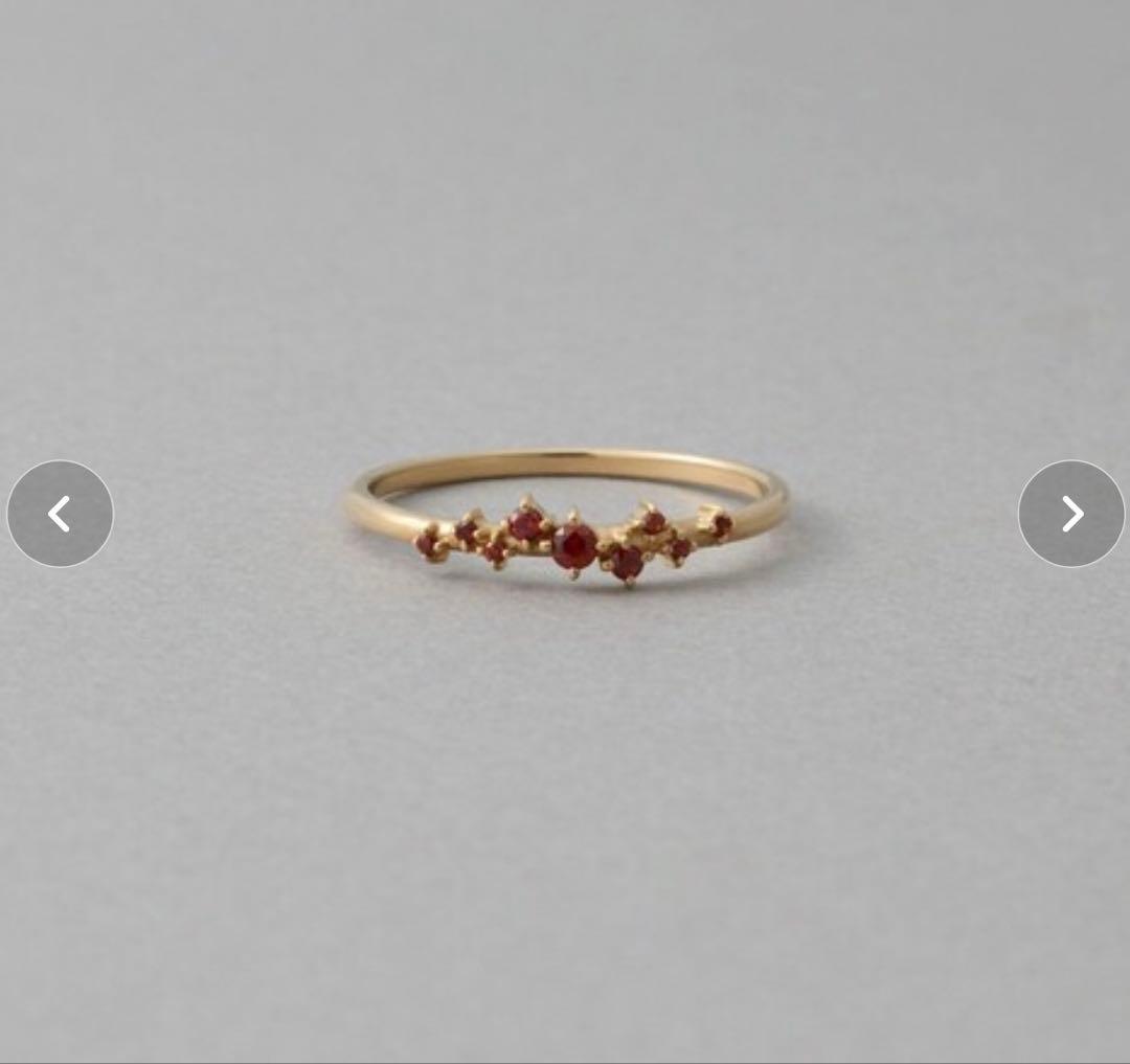 【連休限定価格】ete K10 ガーネット リング 13号 天然石 赤石 華奢