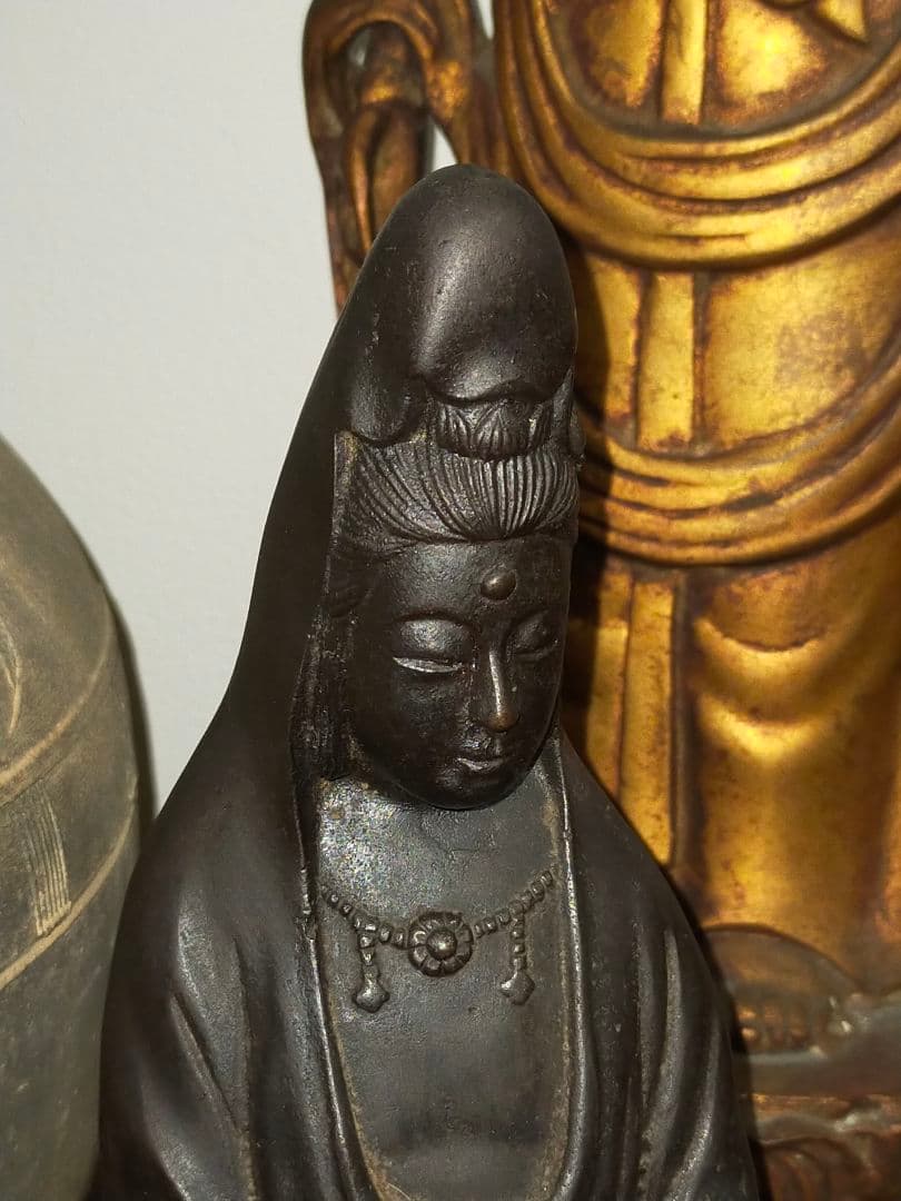 ♥値下げ！　銅製　観音像　在銘　観音様　ブロンズ像　仏像　骨董　古玩