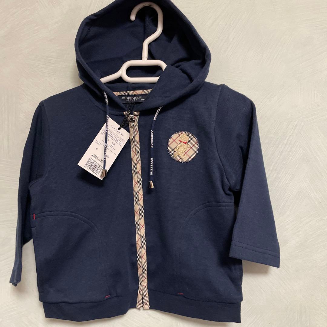 新品タグ付★Burberryバーバリー★ノバチェックパーカー★濃紺★80