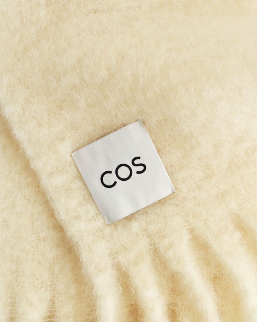 新品未使用 COS フリンジブラッシュドモヘアマフラー バターミルク