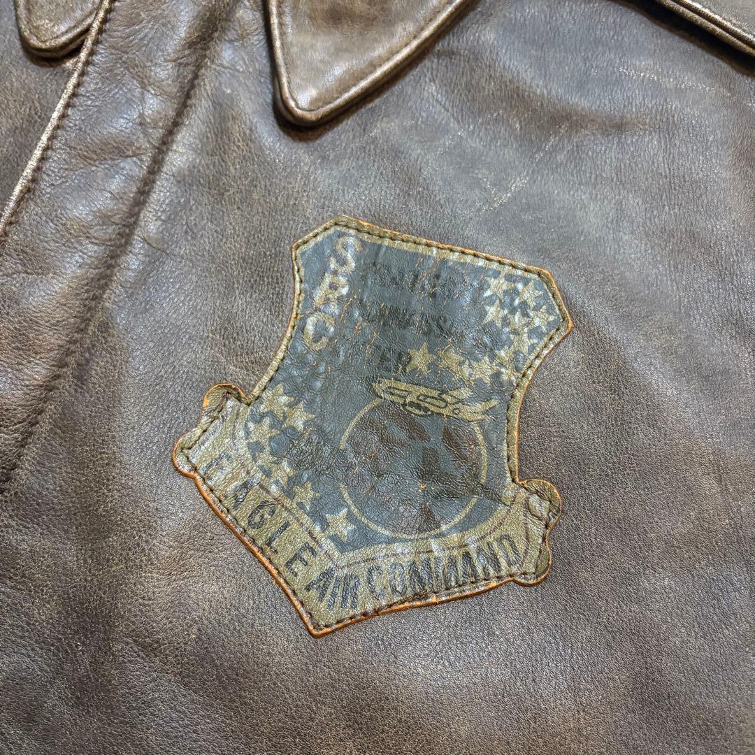 vintage a-2 レザー フライトジャケット バックプリント ミリタリー