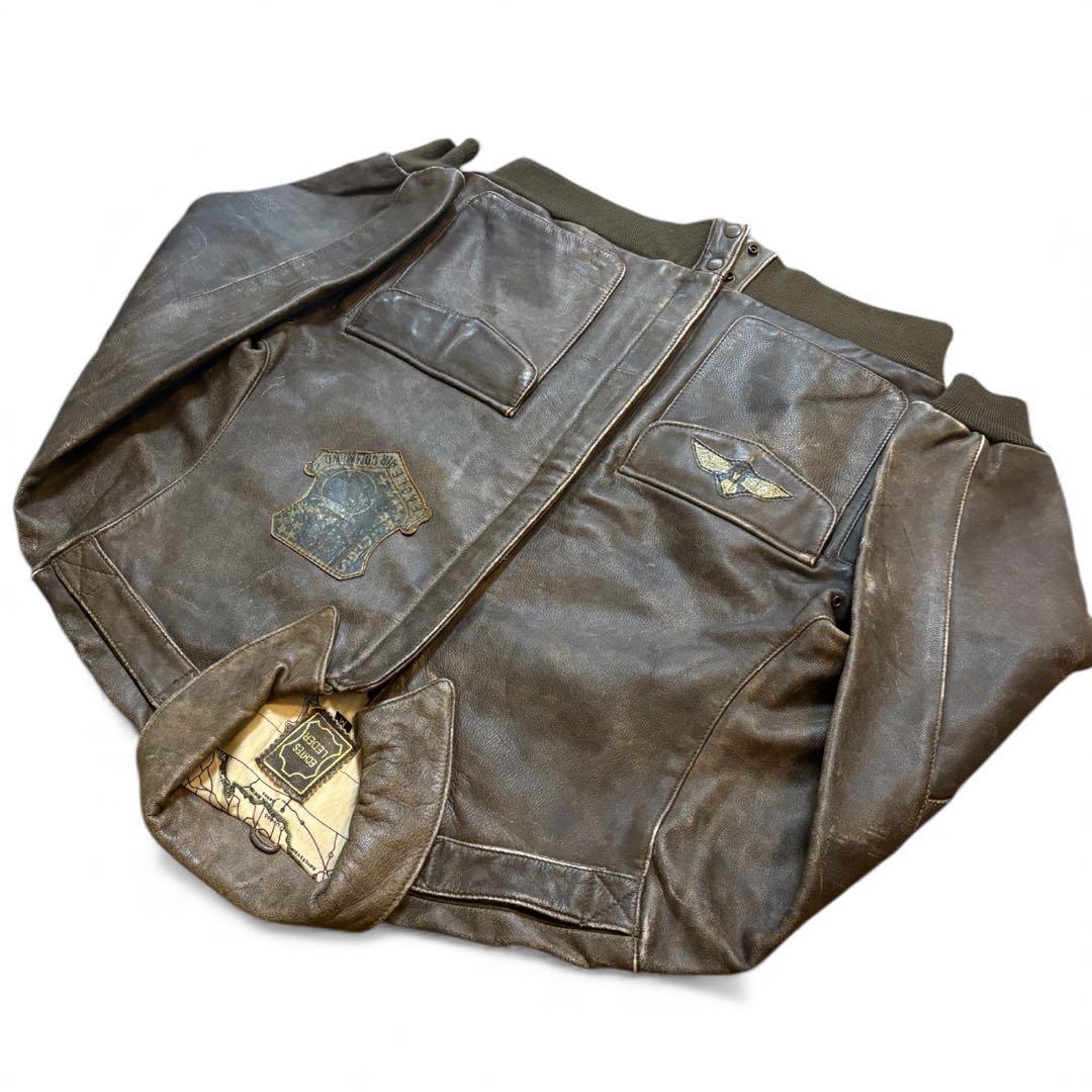 vintage a-2 レザー フライトジャケット バックプリント ミリタリー