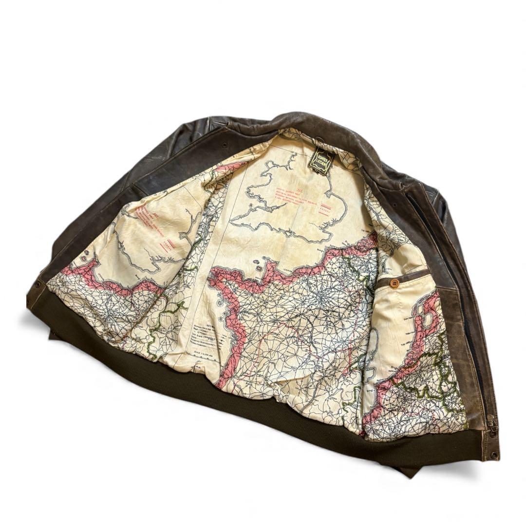 vintage a-2 レザー フライトジャケット バックプリント ミリタリー