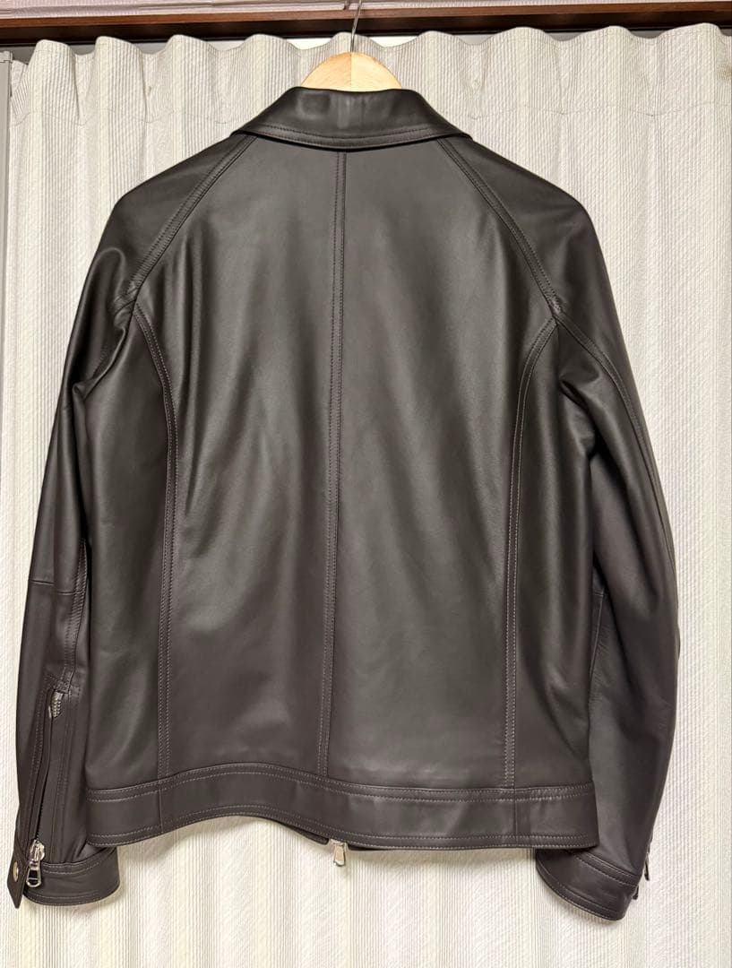 EMMETI GIACOMO 襟付きラムレザージャケット　46