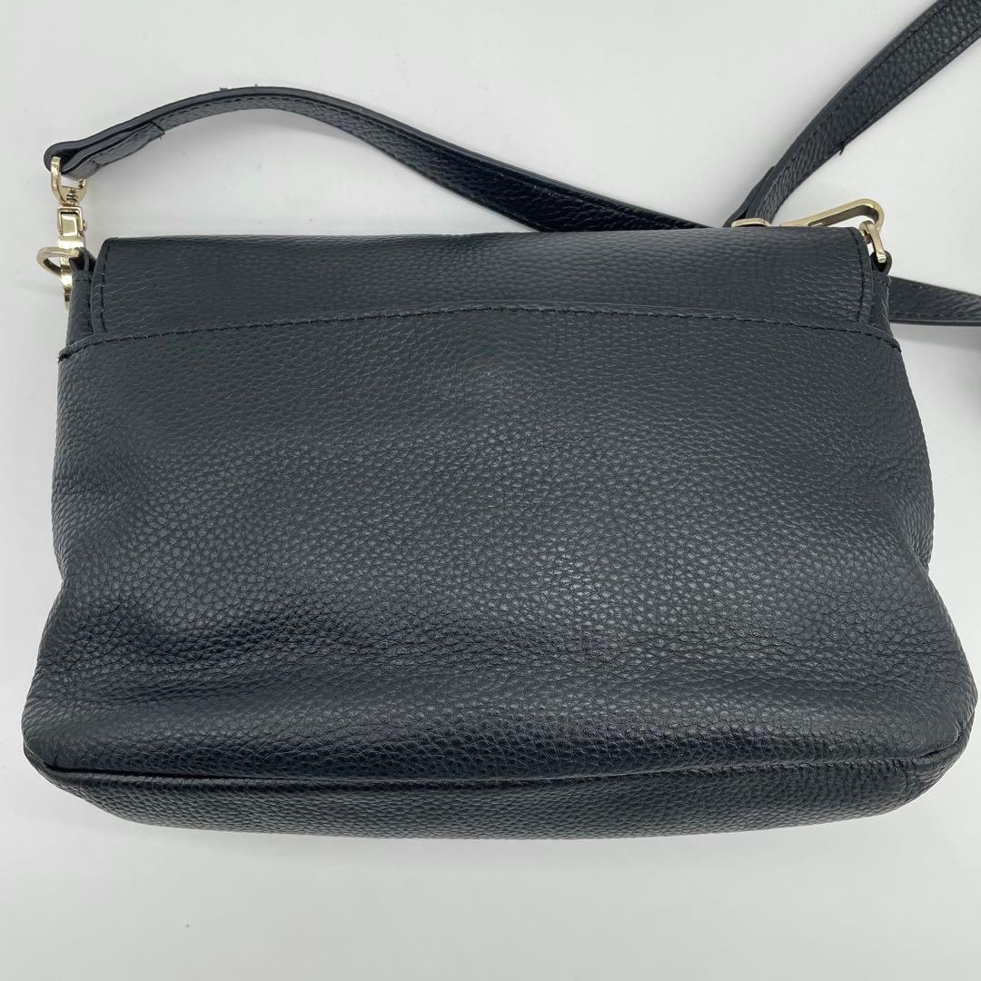 【極美品】アニエスベー　ショルダーバッグ　ゴールド金具　レザー　ブラック