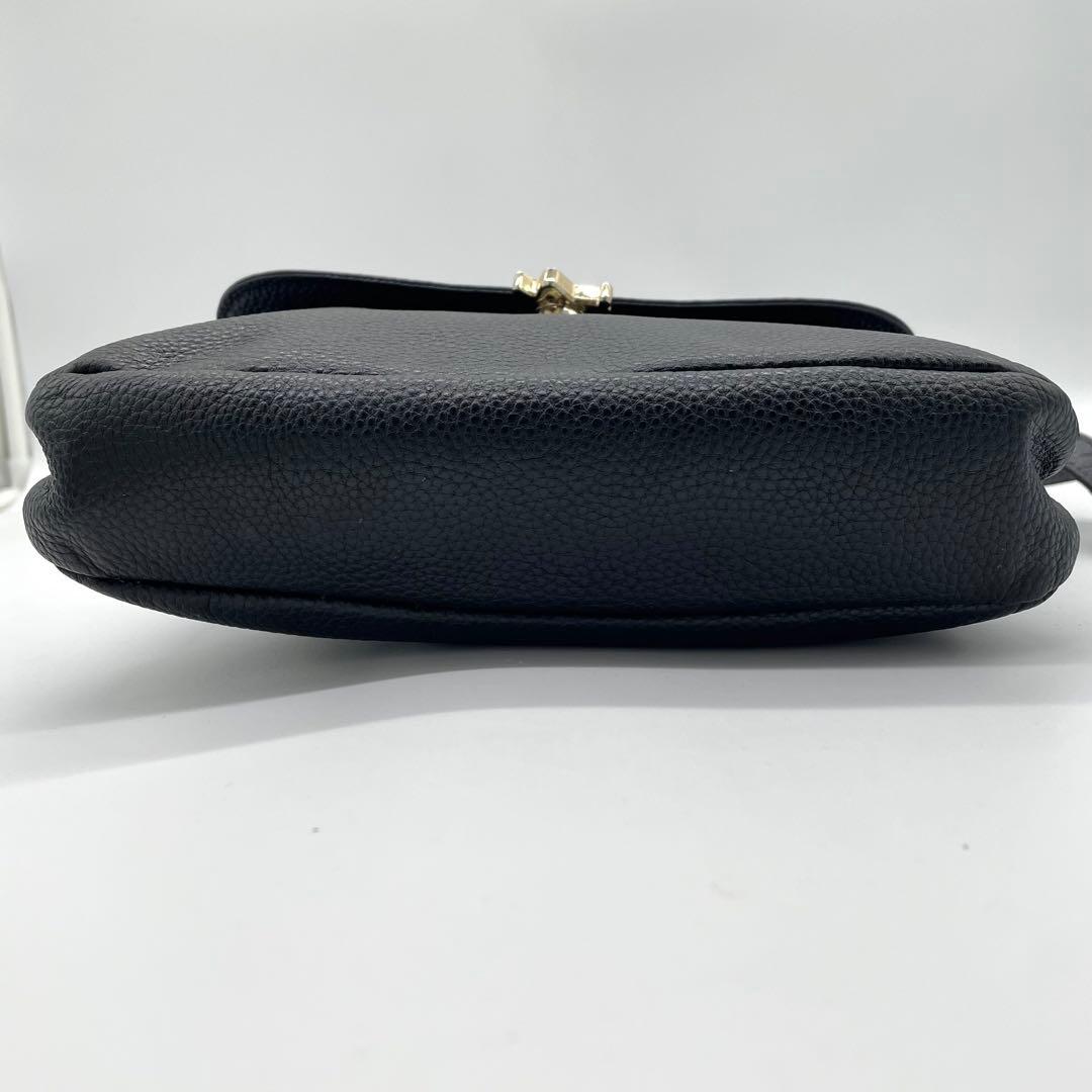 【極美品】アニエスベー　ショルダーバッグ　ゴールド金具　レザー　ブラック