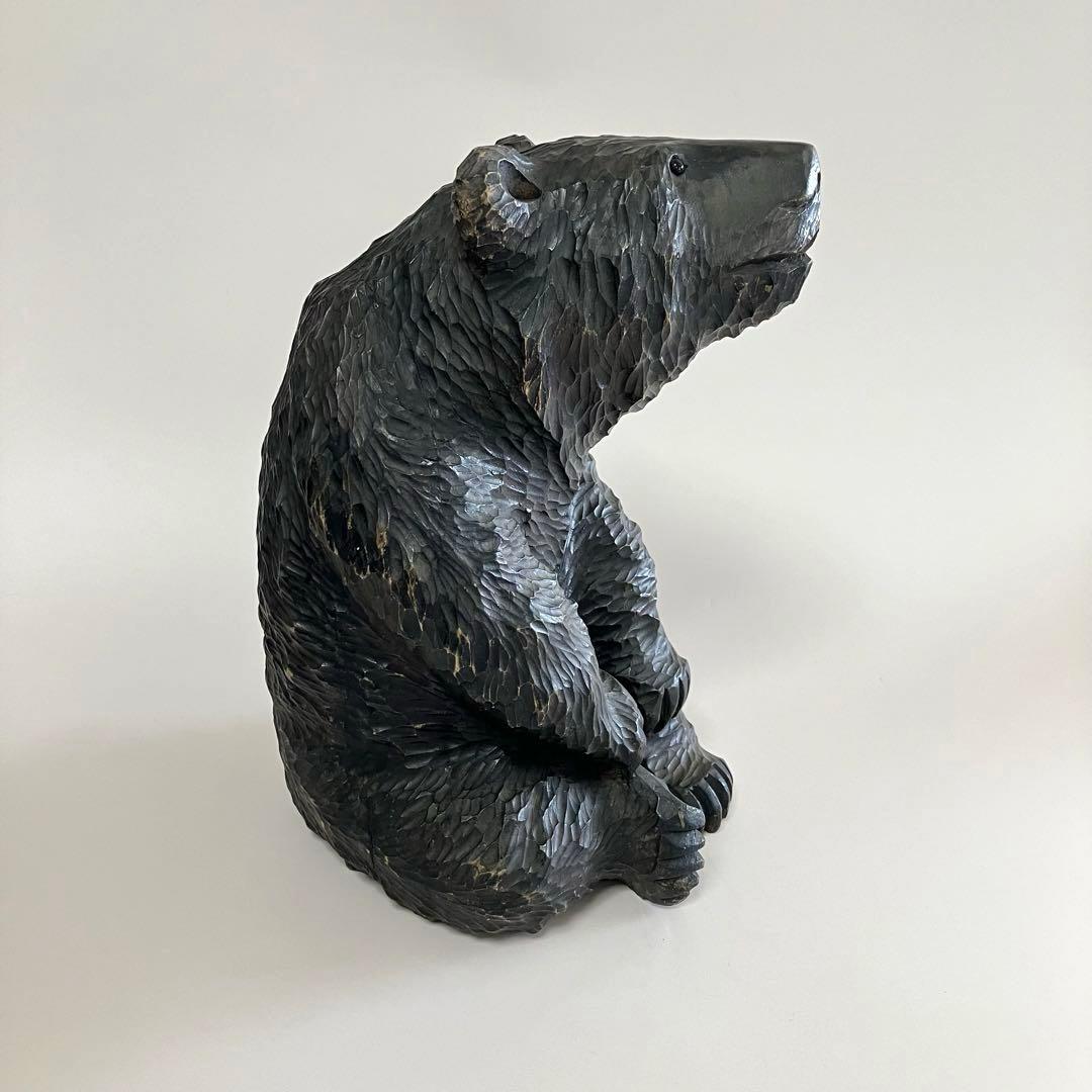 北海道　古作　木彫りの熊　お座り熊　おっちゃんこ熊　ガラス目　クマ　アイヌ　民芸