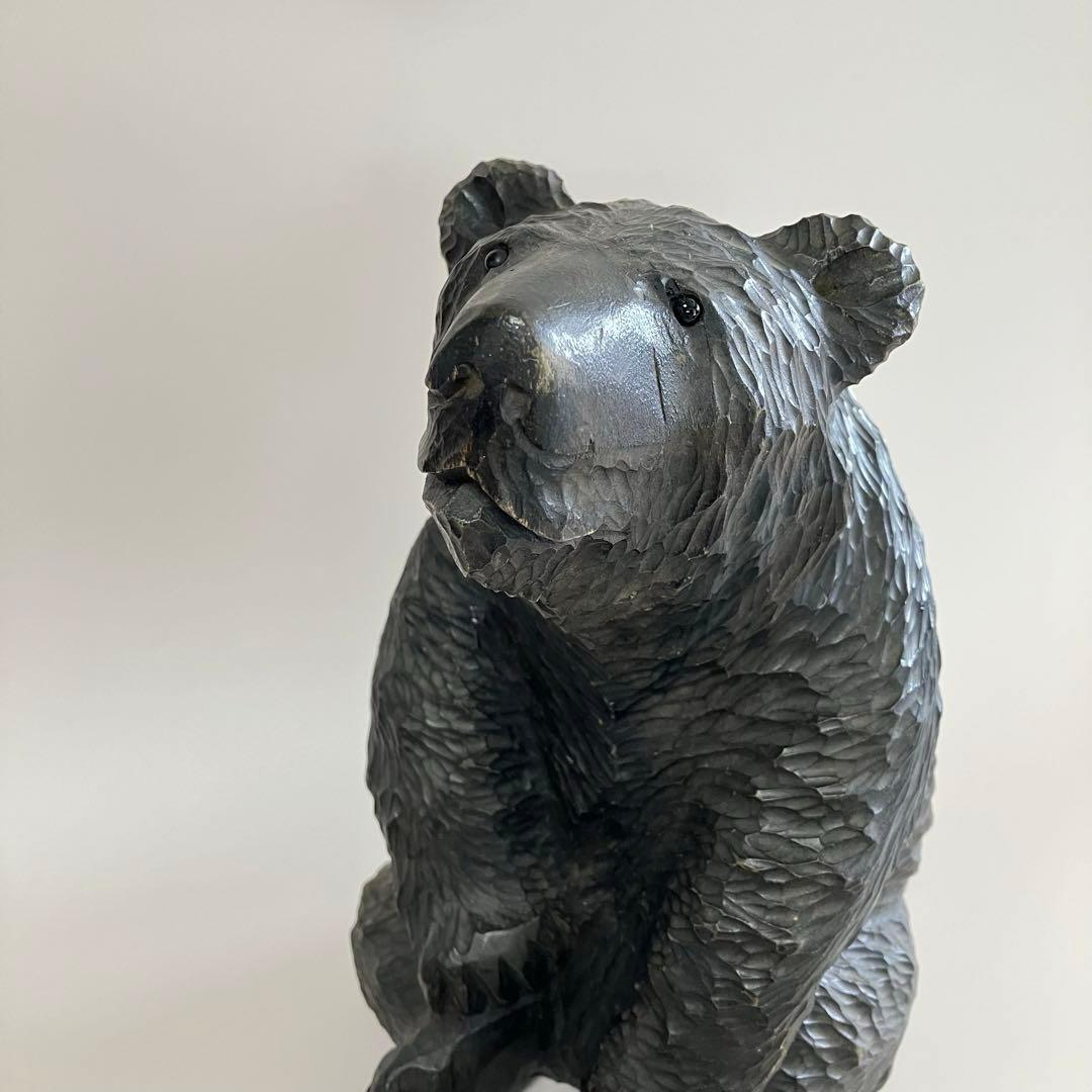 北海道　古作　木彫りの熊　お座り熊　おっちゃんこ熊　ガラス目　クマ　アイヌ　民芸