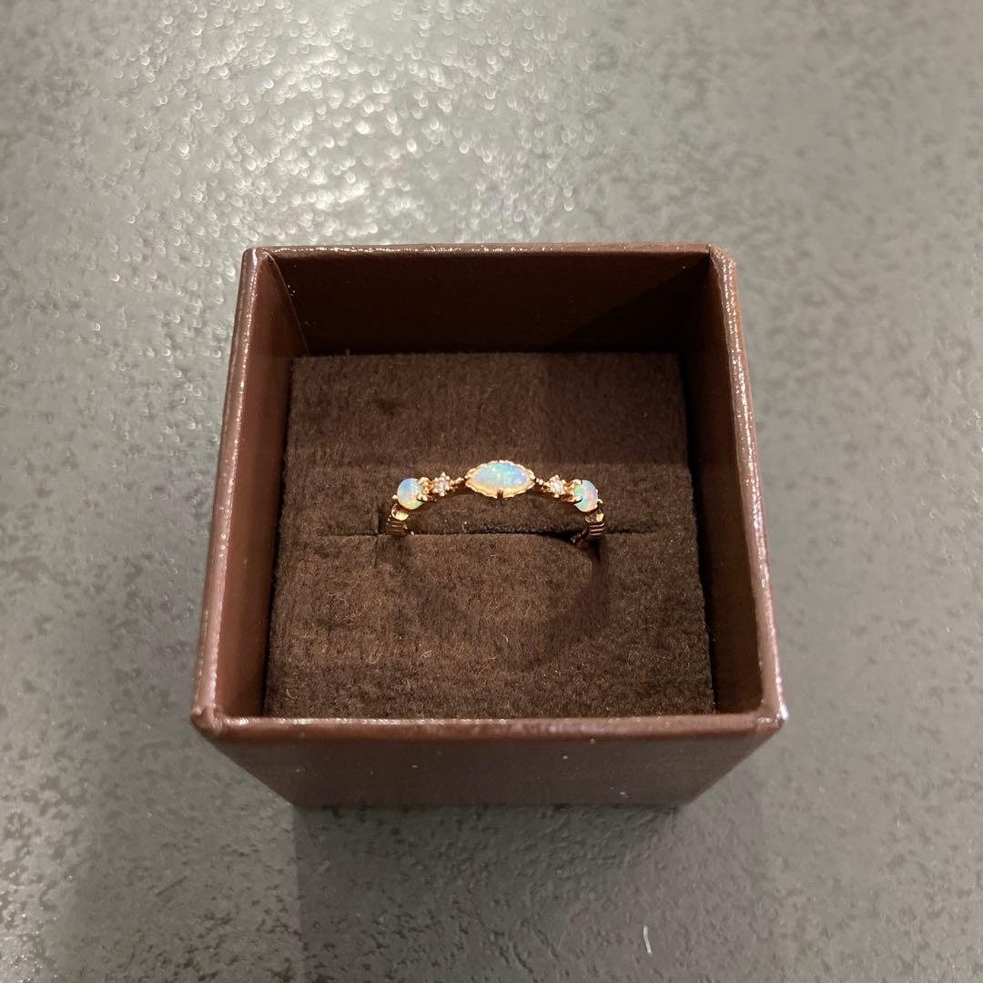 アガット　リング　オパール　ダイヤ　K10 10号