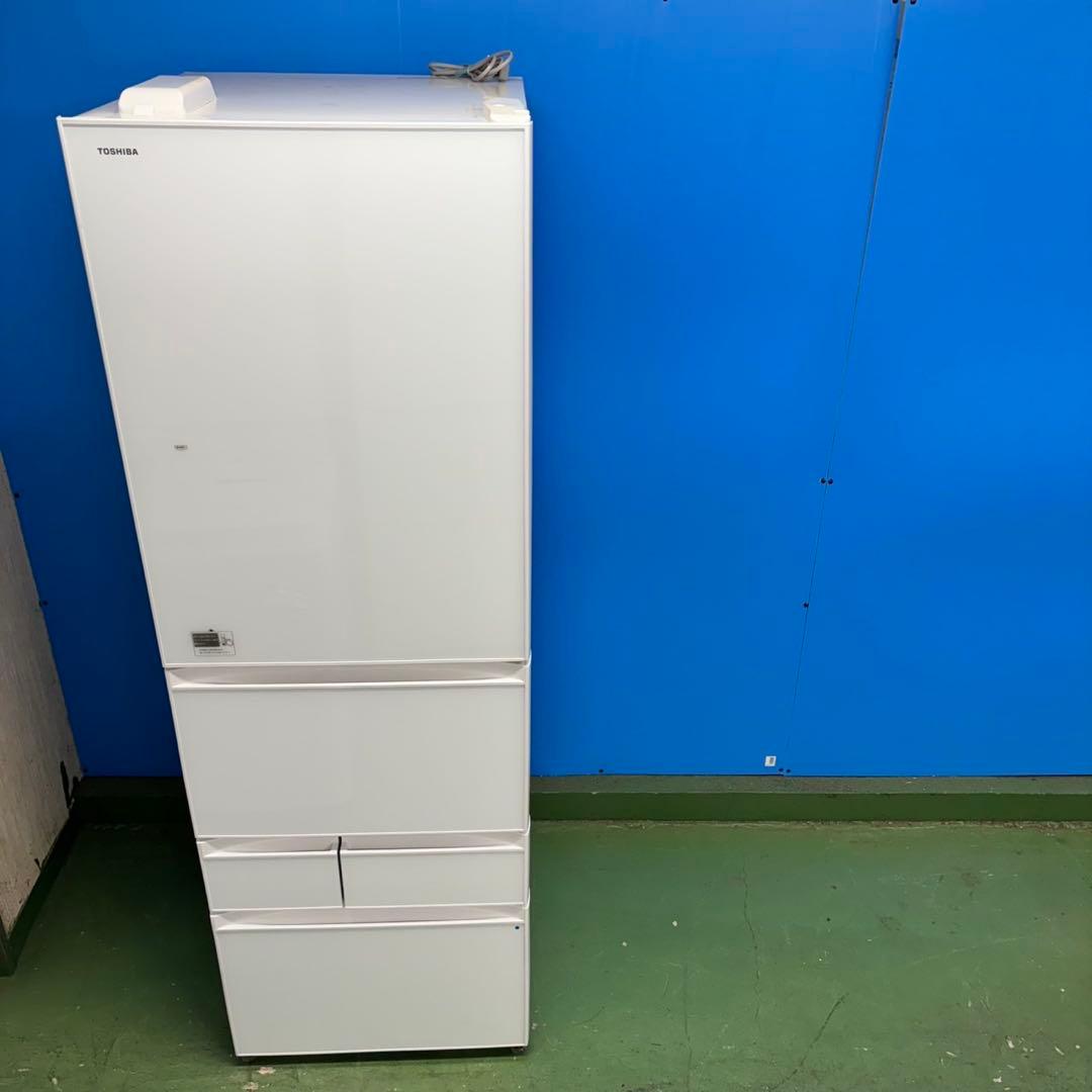 508 ガラストップ　冷蔵庫　大型　右開き　自動製氷機付　400L強　美品